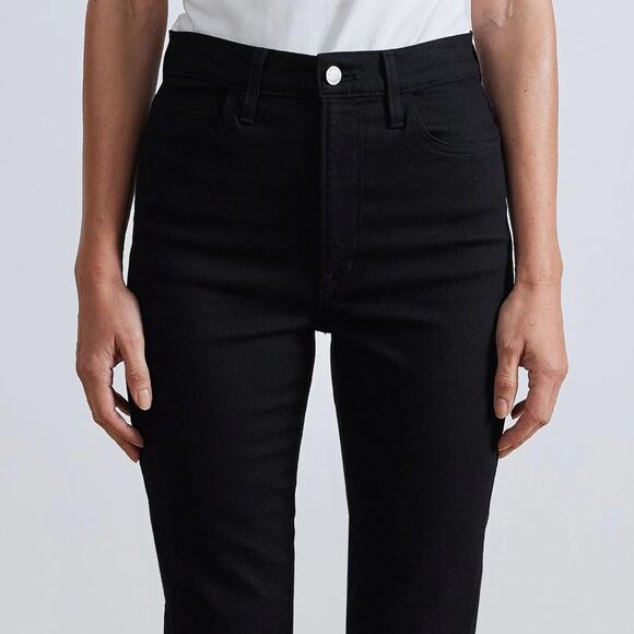 Apiece Apart Ultra High Rise Kick Flare Slim Camilla Jeans Black Stretch Size 29 - Picture 2 of 9